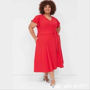 Lane Bryant Vibrant Red High Low Lena  Dress